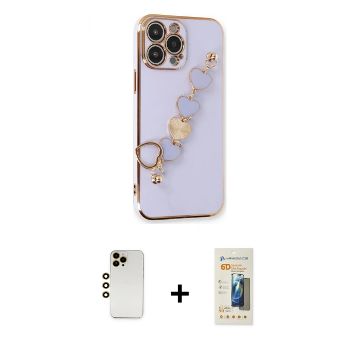MARSİLYAN™- iPhone 13 Pro Max Kılıf Nova Işık Prime - Siyah 6D Mat Seramik Hayalet Nano Ekran Koruyucu + Shine Kamera Lens - GD