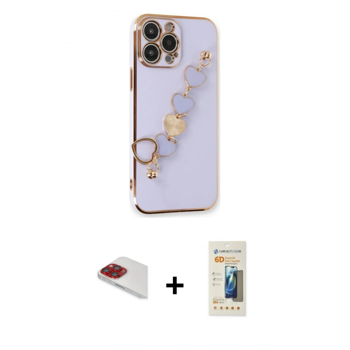 MARSİLYAN™- iPhone 13 Pro Max Kılıf Nova Işık Prime - Siyah 6D Mat Seramik Hayalet Nano Ekran Koruyucu + Pers Alüminyum Kamera Lens - KI