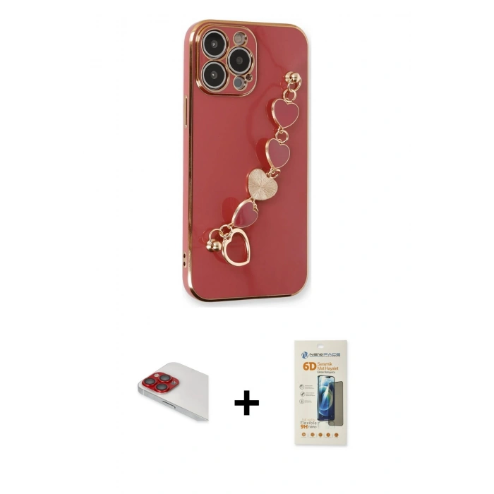MARSİLYAN™- iPhone 13 Pro Max Kılıf Nova Işık Prime - Siyah 6D Mat Seramik Hayalet Nano Ekran Koruyucu + Pers Alüminyum Kamera Lens - KI