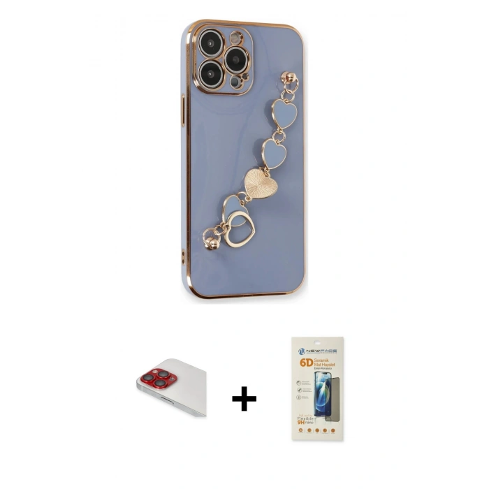 MARSİLYAN™- iPhone 13 Pro Max Kılıf Nova Işık Prime - Siyah 6D Mat Seramik Hayalet Nano Ekran Koruyucu + Pers Alüminyum Kamera Lens - KI