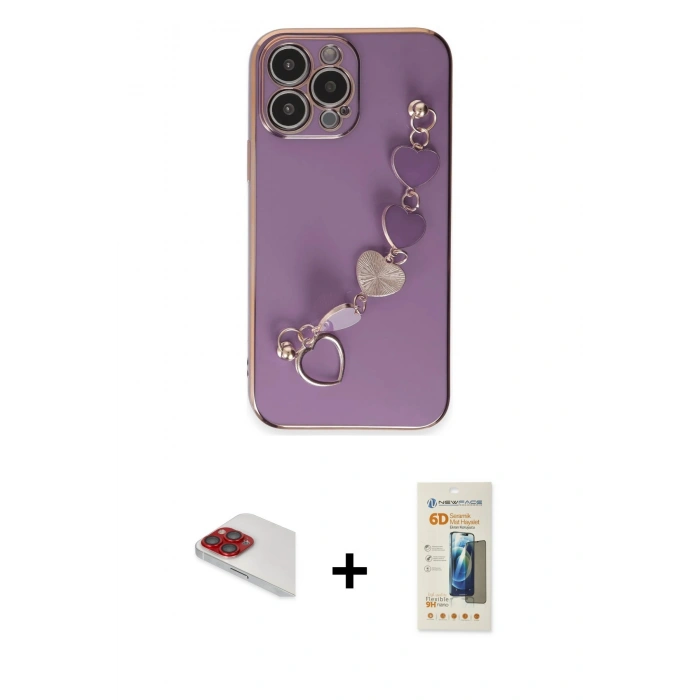 MARSİLYAN™- iPhone 13 Pro Max Kılıf Nova Işık Prime - Siyah 6D Mat Seramik Hayalet Nano Ekran Koruyucu + Pers Alüminyum Kamera Lens - KI
