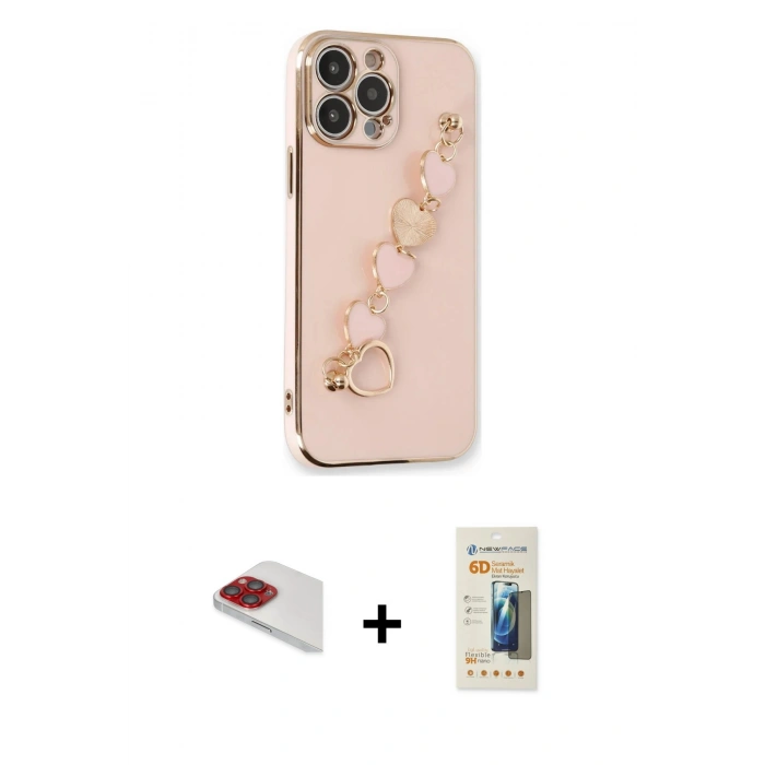 MARSİLYAN™- iPhone 13 Pro Max Kılıf Nova Işık Prime - Siyah 6D Mat Seramik Hayalet Nano Ekran Koruyucu + Pers Alüminyum Kamera Lens - KI