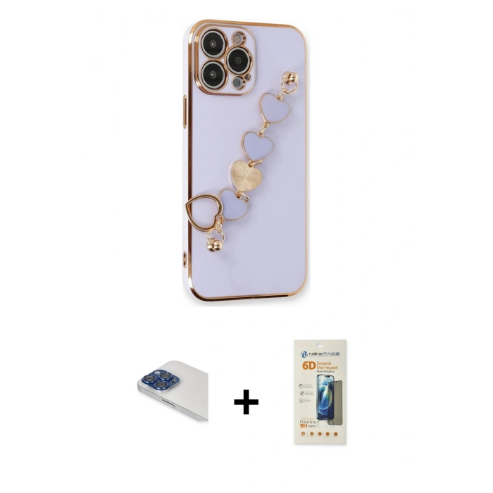 MARSİLYAN™- iPhone 13 Pro Max Kılıf Nova Işık Prime - Siyah 6D Mat Seramik Hayalet Nano Ekran Koruyucu + Pers Alüminyum Kamera Lens - LT