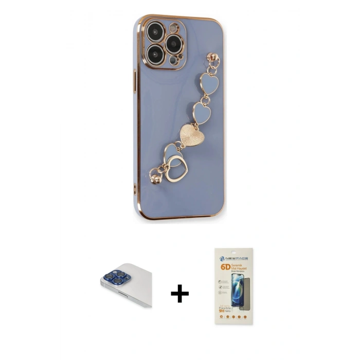 MARSİLYAN™- iPhone 13 Pro Max Kılıf Nova Işık Prime - Siyah 6D Mat Seramik Hayalet Nano Ekran Koruyucu + Pers Alüminyum Kamera Lens - LT