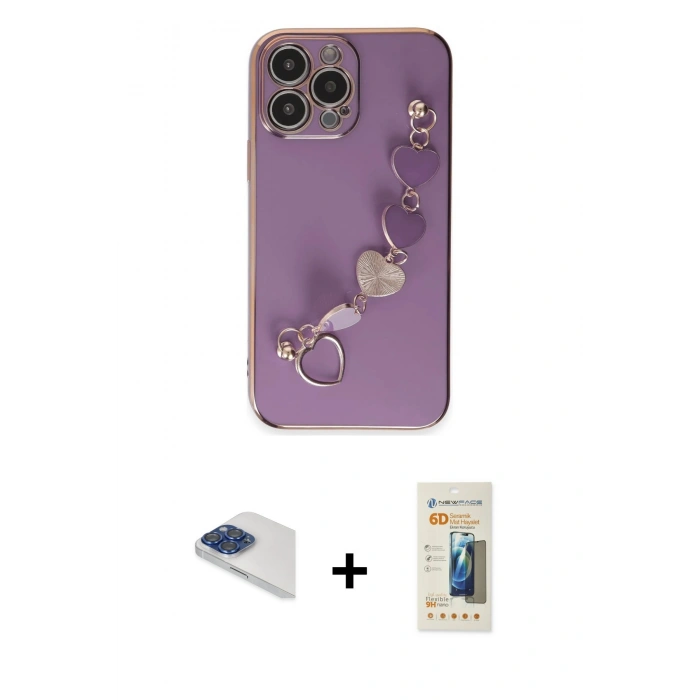 MARSİLYAN™- iPhone 13 Pro Max Kılıf Nova Işık Prime - Siyah 6D Mat Seramik Hayalet Nano Ekran Koruyucu + Pers Alüminyum Kamera Lens - LT