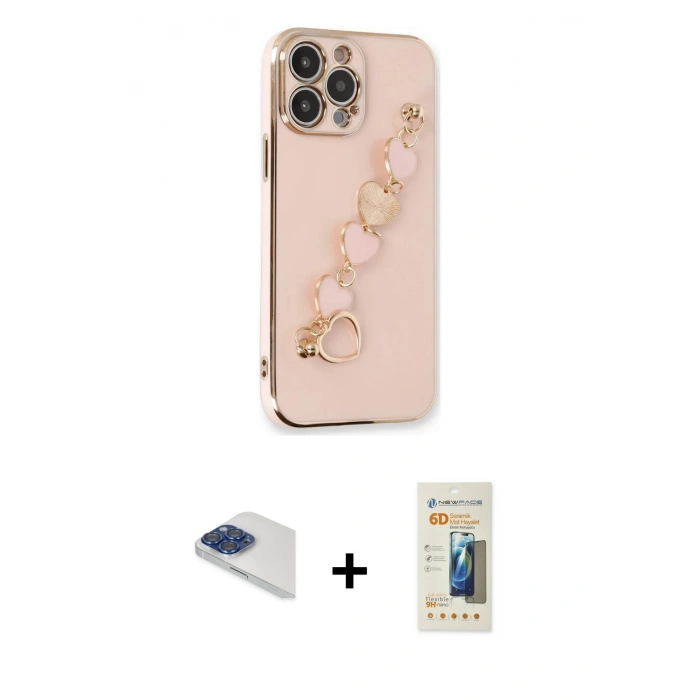 MARSİLYAN™- iPhone 13 Pro Max Kılıf Nova Işık Prime - Siyah 6D Mat Seramik Hayalet Nano Ekran Koruyucu + Pers Alüminyum Kamera Lens - LT