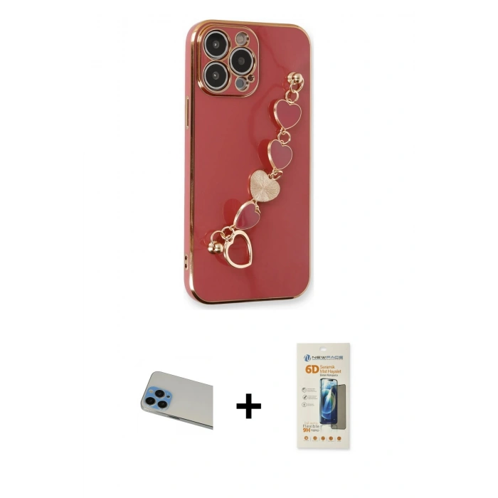 MARSİLYAN™- iPhone 13 Pro Max Kılıf Nova Işık Prime - Siyah 6D Mat Seramik Hayalet Nano Ekran Koruyucu + Rainbow Kamera Lens Koruma Cam - MI