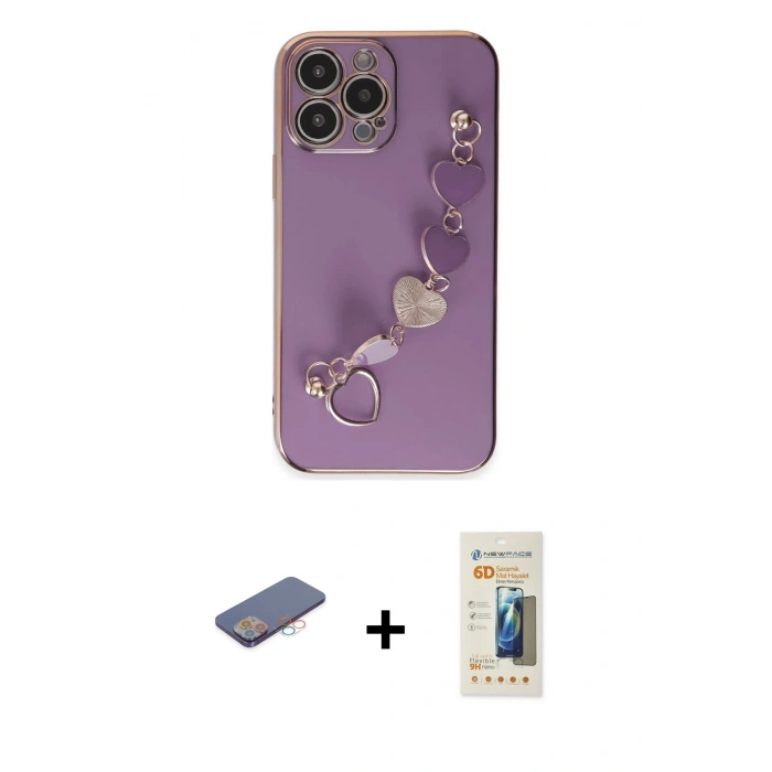 MARSİLYAN™- iPhone 13 Pro Max Kılıf Nova Işık Prime - Siyah 6D Mat Seramik Hayalet Nano Ekran Koruyucu + Renkli Kamera Lens Koruma Cam - PE