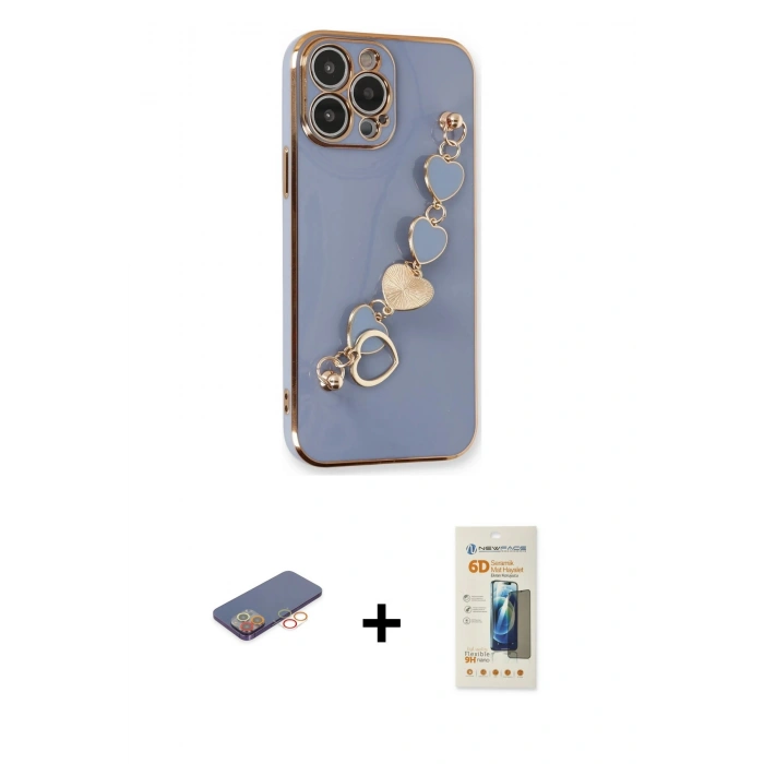 MARSİLYAN™- iPhone 13 Pro Max Kılıf Nova Işık Prime - Siyah 6D Mat Seramik Hayalet Nano Ekran Koruyucu + Renkli Kamera Lens Koruma Cam - TU