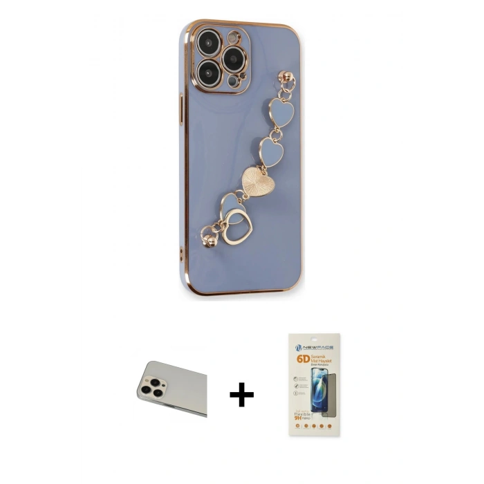 MARSİLYAN™- iPhone 13 Pro Max Kılıf Nova Işık Prime - Siyah 6D Mat Seramik Hayalet Nano Ekran Koruyucu + Rainbow Kamera Lens Koruma Cam - REGD
