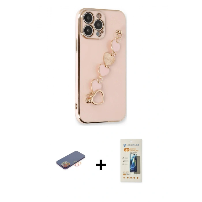 MARSİLYAN™- iPhone 13 Pro Max Kılıf Nova Işık Prime - Siyah 6D Mat Seramik Hayalet Nano Ekran Koruyucu + Renkli Kamera Lens Koruma Cam - TU