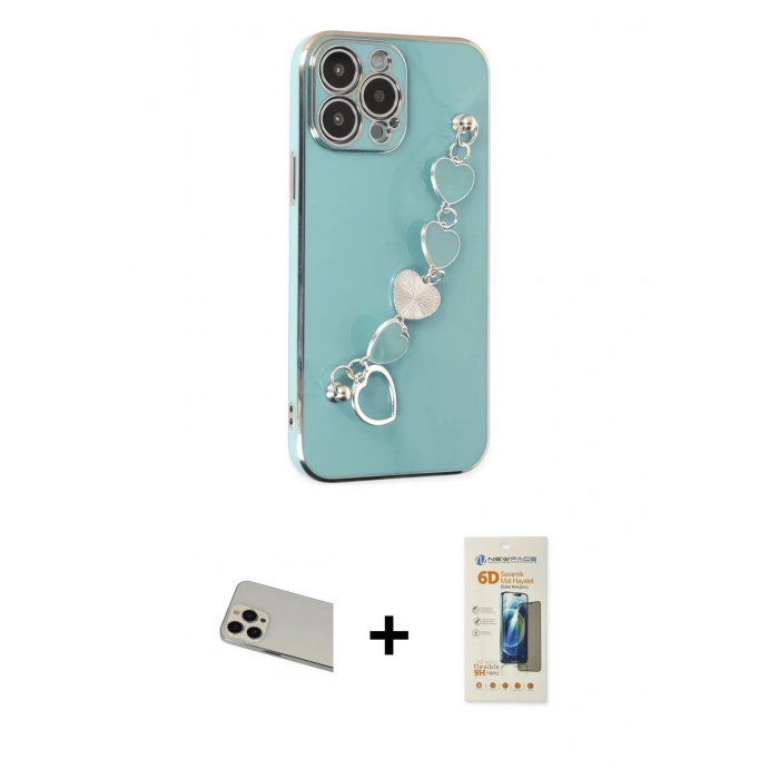 MARSİLYAN™- iPhone 13 Pro Max Kılıf Nova Işık Prime - Siyah 6D Mat Seramik Hayalet Nano Ekran Koruyucu + Rainbow Kamera Lens Koruma Cam - REGD