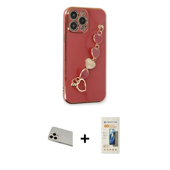 MARSİLYAN™- iPhone 13 Pro Max Kılıf Nova Işık Prime - Siyah 6D Mat Seramik Hayalet Nano Ekran Koruyucu + Rainbow Kamera Lens Koruma Cam - REGD