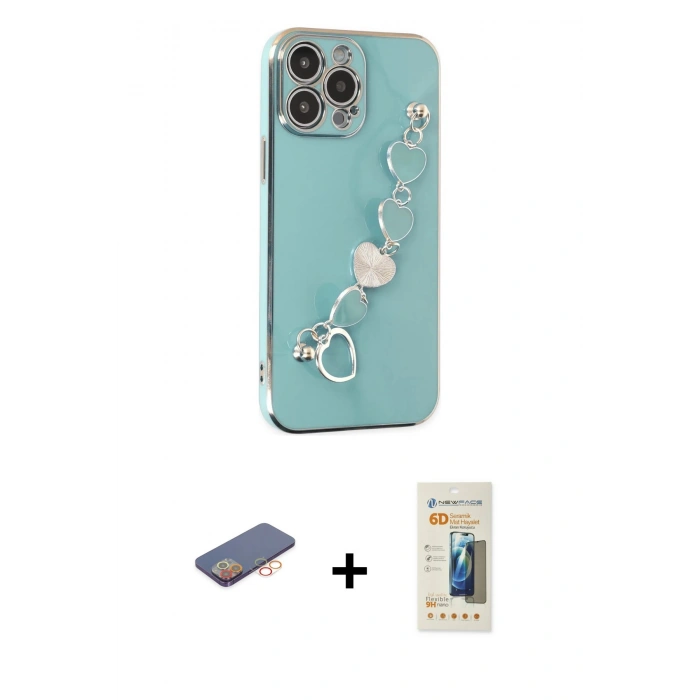 MARSİLYAN™- iPhone 13 Pro Max Kılıf Nova Işık Prime - Siyah 6D Mat Seramik Hayalet Nano Ekran Koruyucu + Renkli Kamera Lens Koruma Cam - TU