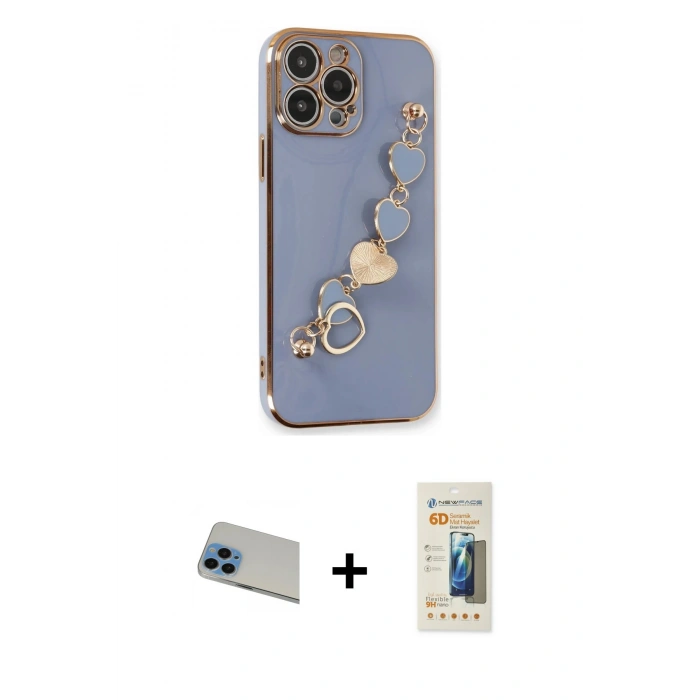 MARSİLYAN™- iPhone 13 Pro Max Kılıf Nova Işık Prime - Siyah 6D Mat Seramik Hayalet Nano Ekran Koruyucu + Rainbow Kamera Lens Koruma Cam - MI
