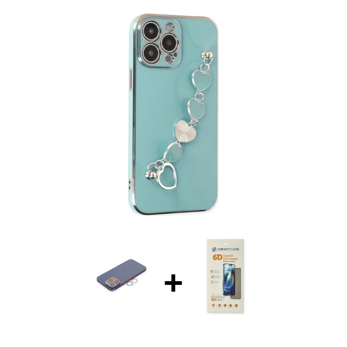 MARSİLYAN™- iPhone 13 Pro Max Kılıf Nova Işık Prime - Siyah 6D Mat Seramik Hayalet Nano Ekran Koruyucu + Renkli Kamera Lens Koruma Cam - PE