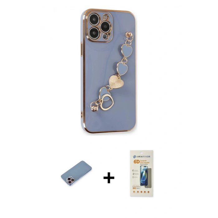 MARSİLYAN™- iPhone 13 Pro Max Kılıf Nova Işık Prime - Siyah 6D Mat Seramik Hayalet Nano Ekran Koruyucu + Shine Kamera Lens Koruma Cam - PE