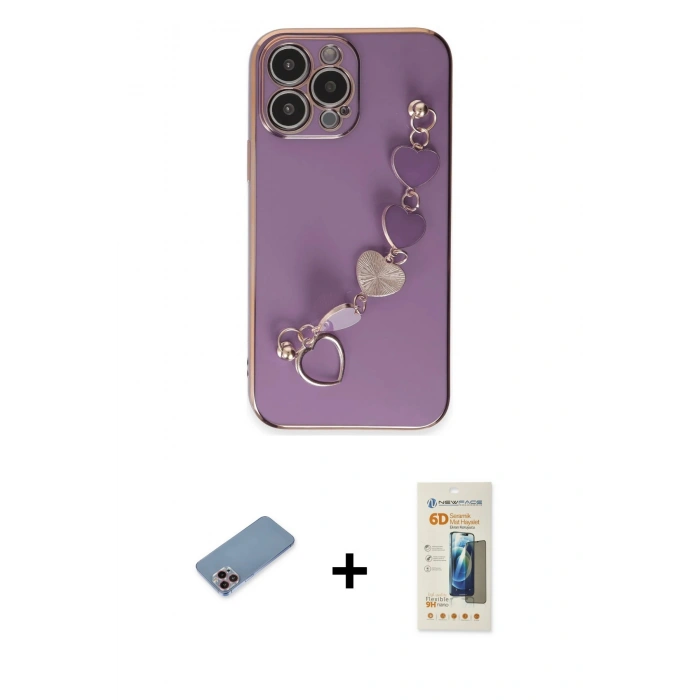 MARSİLYAN™- iPhone 13 Pro Max Kılıf Nova Işık Prime - Siyah 6D Mat Seramik Hayalet Nano Ekran Koruyucu + Shine Kamera Lens Koruma Cam - PE