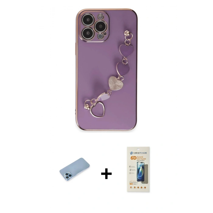 MARSİLYAN™- iPhone 13 Pro Max Kılıf Nova Işık Prime - Siyah 6D Mat Seramik Hayalet Nano Ekran Koruyucu + Shine Kamera Lens Koruma Cam - MI
