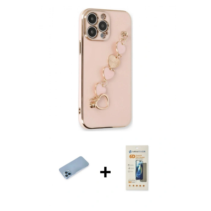 MARSİLYAN™- iPhone 13 Pro Max Kılıf Nova Işık Prime - Siyah 6D Mat Seramik Hayalet Nano Ekran Koruyucu + Shine Kamera Lens Koruma Cam - MI