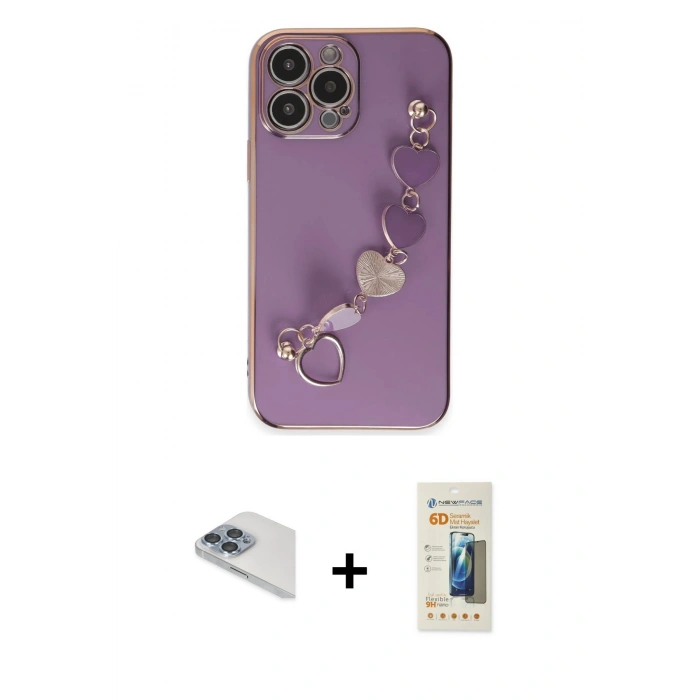 MARSİLYAN™- iPhone 13 Pro Max Kılıf Nova Işık Prime - Siyah 6D Mat Seramik Hayalet Nano Ekran Koruyucu + Pers Alüminyum Kamera Lens - SABE