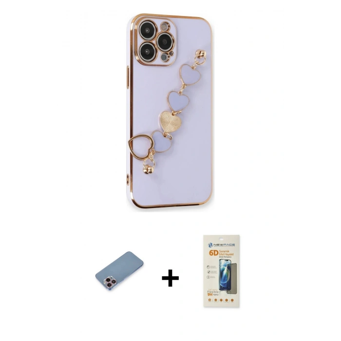 MARSİLYAN™- iPhone 13 Pro Max Kılıf Nova Işık Prime - Siyah 6D Mat Seramik Hayalet Nano Ekran Koruyucu + Shine Kamera Lens Koruma Cam - PE