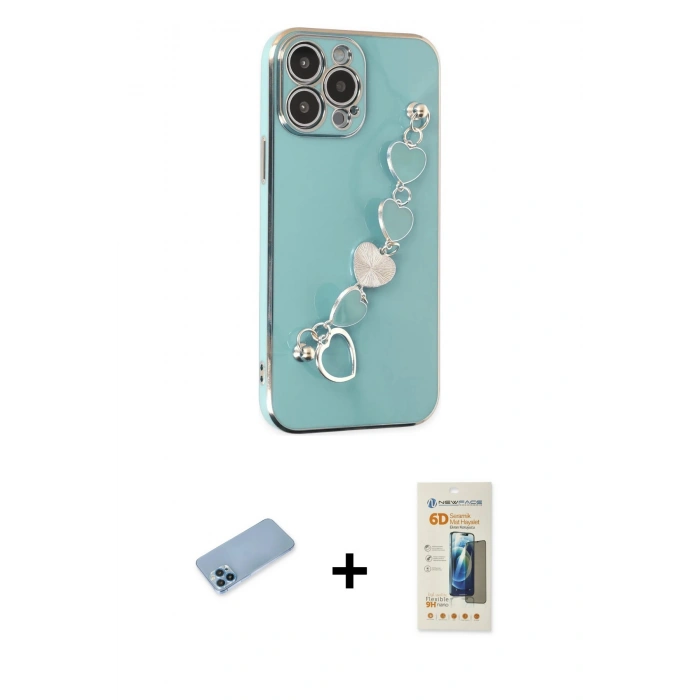 MARSİLYAN™- iPhone 13 Pro Max Kılıf Nova Işık Prime - Siyah 6D Mat Seramik Hayalet Nano Ekran Koruyucu + Shine Kamera Lens Koruma Cam - MI