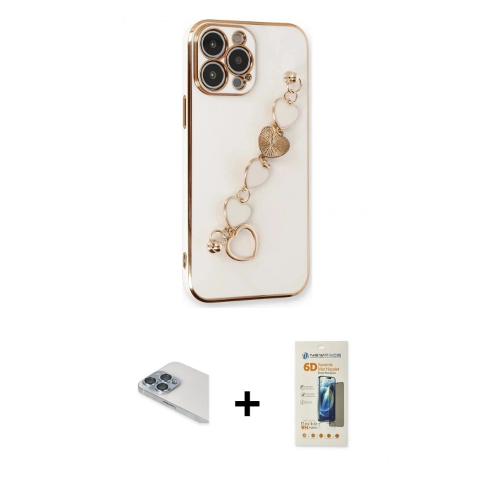 MARSİLYAN™- iPhone 13 Pro Max Kılıf Nova Işık Prime - Siyah 6D Mat Seramik Hayalet Nano Ekran Koruyucu + Pers Alüminyum Kamera Lens - SABE