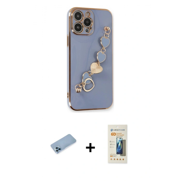 MARSİLYAN™- iPhone 13 Pro Max Kılıf Nova Işık Prime - Siyah 6D Mat Seramik Hayalet Nano Ekran Koruyucu + Shine Kamera Lens Koruma Cam - MI