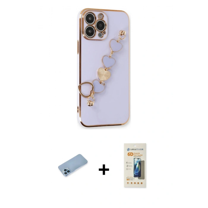 MARSİLYAN™- iPhone 13 Pro Max Kılıf Nova Işık Prime - Siyah 6D Mat Seramik Hayalet Nano Ekran Koruyucu + Shine Kamera Lens Koruma Cam - MI