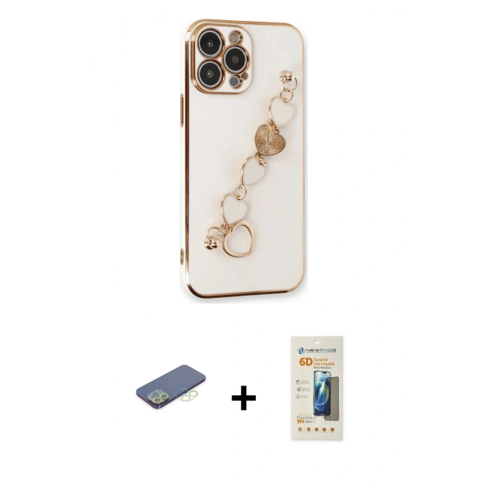 MARSİLYAN™- iPhone 13 Pro Max Kılıf Nova Işık Prime - Siyah 6D Mat Seramik Hayalet Nano Ekran Koruyucu + Yeşil Renkli Kamera Lens Koruma Cam