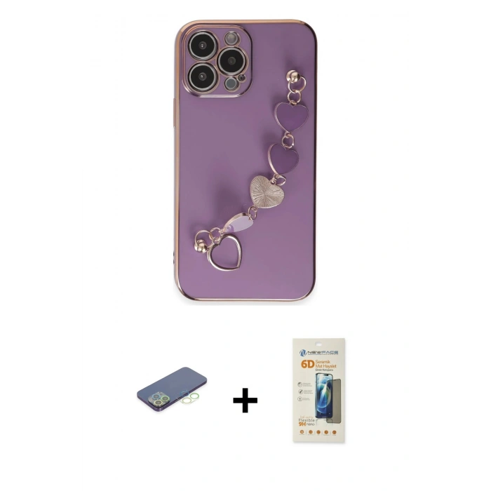 MARSİLYAN™- iPhone 13 Pro Max Kılıf Nova Işık Prime - Siyah 6D Mat Seramik Hayalet Nano Ekran Koruyucu + Yeşil Renkli Kamera Lens Koruma Cam