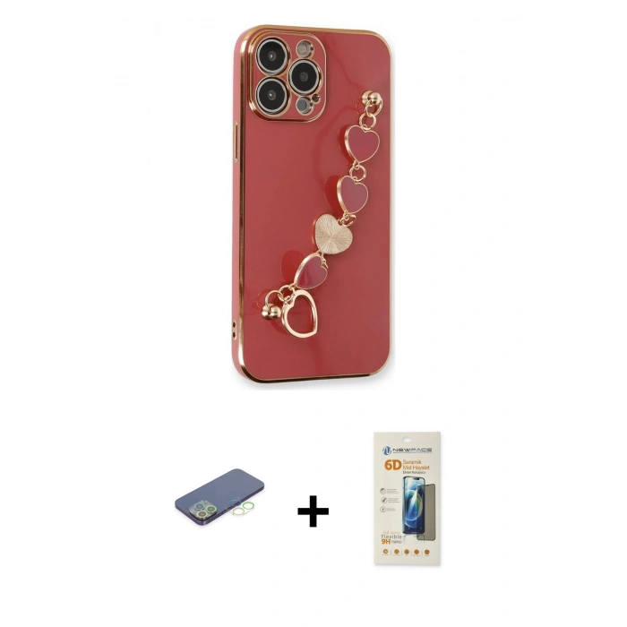 MARSİLYAN™- iPhone 13 Pro Max Kılıf Nova Işık Prime - Siyah 6D Mat Seramik Hayalet Nano Ekran Koruyucu + Yeşil Renkli Kamera Lens Koruma Cam