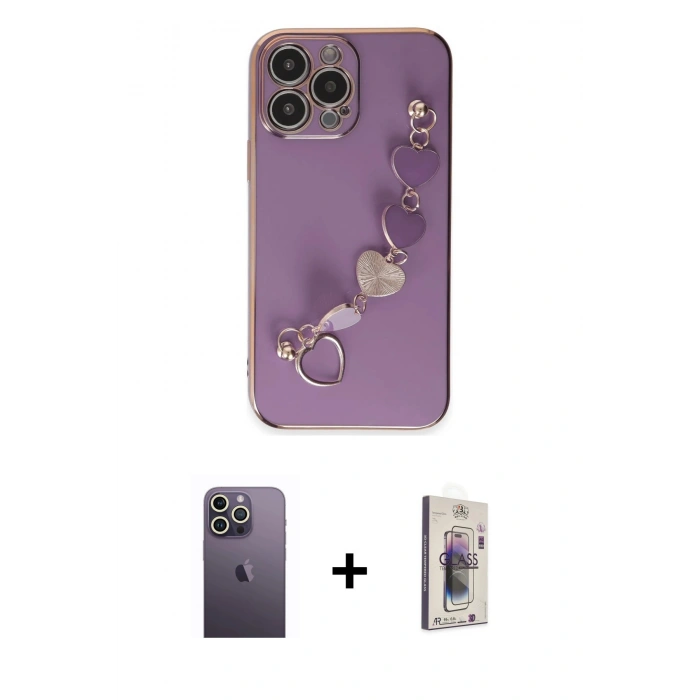 MARSİLYAN™- iPhone 13 Pro Max Kılıf Nova Işık Prime - Siyah Bilvis 3D Cam Ekran Koruyucu + Neon Fosforlu Kamera Lens - BZ