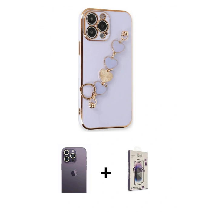 MARSİLYAN™- iPhone 13 Pro Max Kılıf Nova Işık Prime - Siyah Bilvis 3D Cam Ekran Koruyucu + Neon Fosforlu Kamera Lens - BZ