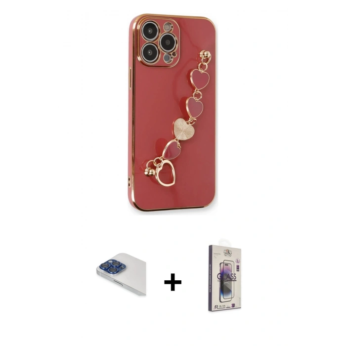 MARSİLYAN™- iPhone 13 Pro Max Kılıf Nova Işık Prime - Siyah Bilvis 3D Cam Ekran Koruyucu + Lacivert Pers Alüminyum Kamera Lens
