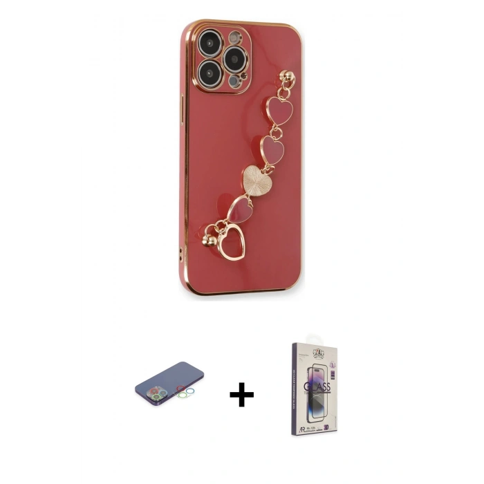 MARSİLYAN™- iPhone 13 Pro Max Kılıf Nova Işık Prime - Siyah Bilvis 3D Cam Ekran Koruyucu + Mavi Renkli Kamera Lens Koruma Cam