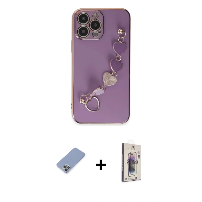 MARSİLYAN™- iPhone 13 Pro Max Kılıf Nova Işık Prime - Siyah Bilvis 3D Cam Ekran Koruyucu + Metal Kamera Lens Koruma Cam - KUYL