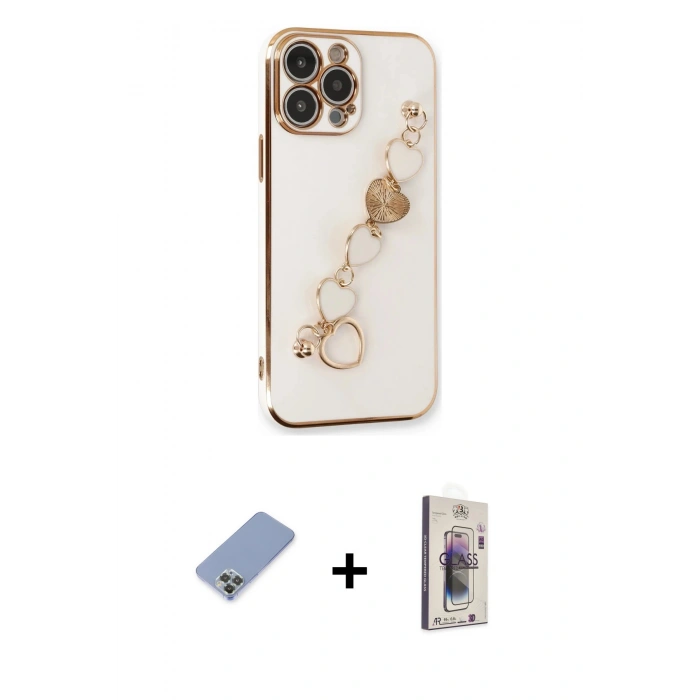 MARSİLYAN™- iPhone 13 Pro Max Kılıf Nova Işık Prime - Siyah Bilvis 3D Cam Ekran Koruyucu + Metal Kamera Lens Koruma Cam - KUYL