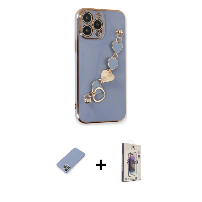 MARSİLYAN™- iPhone 13 Pro Max Kılıf Nova Işık Prime - Siyah Bilvis 3D Cam Ekran Koruyucu + Metal Kamera Lens Koruma Cam - KUYL
