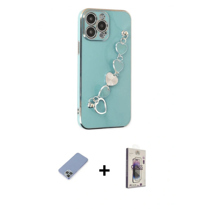 MARSİLYAN™- iPhone 13 Pro Max Kılıf Nova Işık Prime - Siyah Bilvis 3D Cam Ekran Koruyucu + Metal Kamera Lens Koruma Cam - KUYL