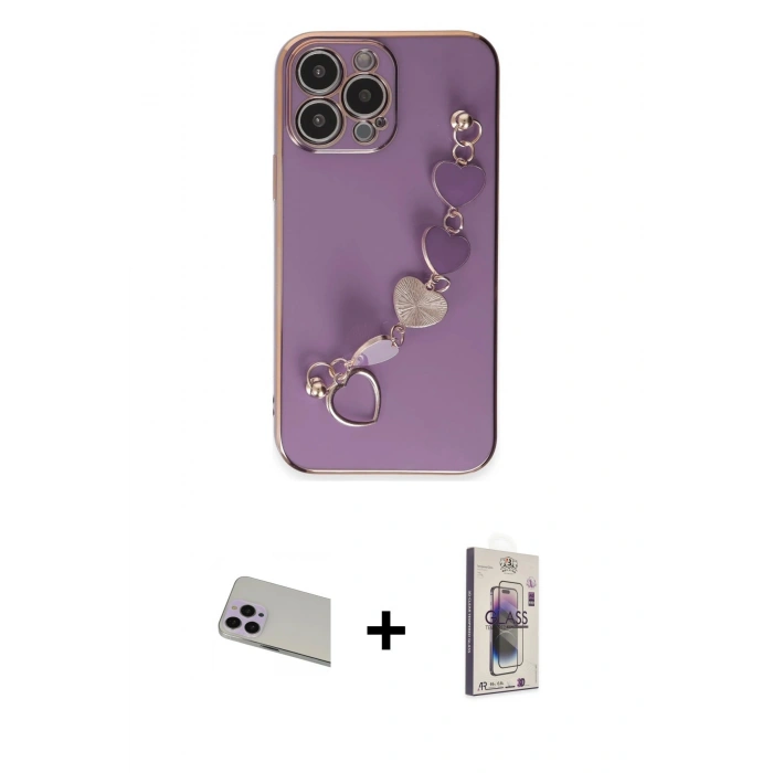 MARSİLYAN™- iPhone 13 Pro Max Kılıf Nova Işık Prime - Siyah Bilvis 3D Cam Ekran Koruyucu + Rainbow Kamera Lens Koruma Cam - MR