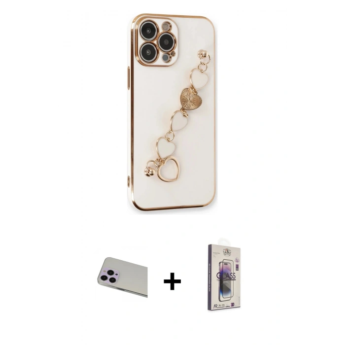 MARSİLYAN™- iPhone 13 Pro Max Kılıf Nova Işık Prime - Siyah Bilvis 3D Cam Ekran Koruyucu + Rainbow Kamera Lens Koruma Cam - MR