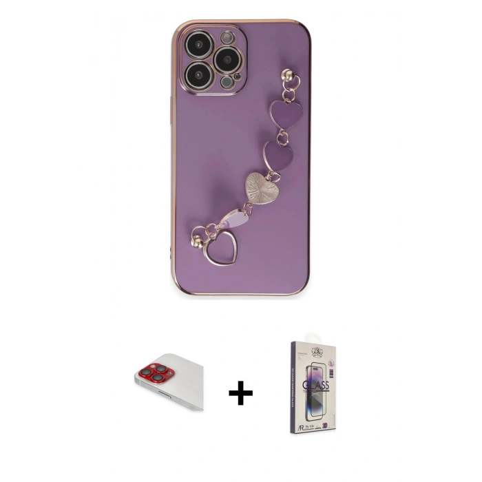 MARSİLYAN™- iPhone 13 Pro Max Kılıf Nova Işık Prime - Siyah Bilvis 3D Cam Ekran Koruyucu + Pers Alüminyum Kamera Lens - KI