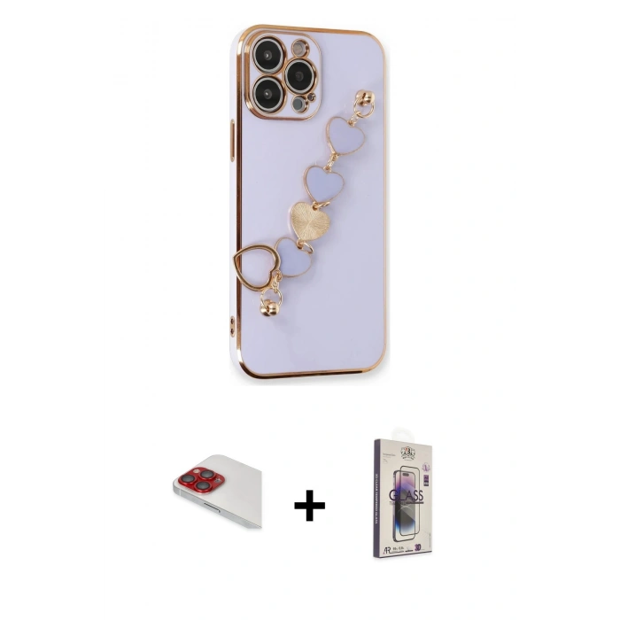 MARSİLYAN™- iPhone 13 Pro Max Kılıf Nova Işık Prime - Siyah Bilvis 3D Cam Ekran Koruyucu + Pers Alüminyum Kamera Lens - KI