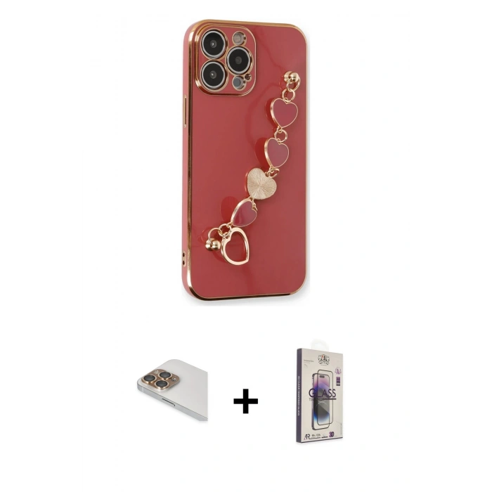 MARSİLYAN™- iPhone 13 Pro Max Kılıf Nova Işık Prime - Siyah Bilvis 3D Cam Ekran Koruyucu + Pers Alüminyum Kamera Lens - GD