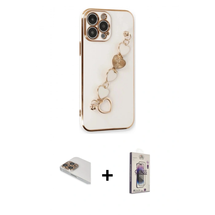 MARSİLYAN™- iPhone 13 Pro Max Kılıf Nova Işık Prime - Siyah Bilvis 3D Cam Ekran Koruyucu + Pers Alüminyum Kamera Lens - GD