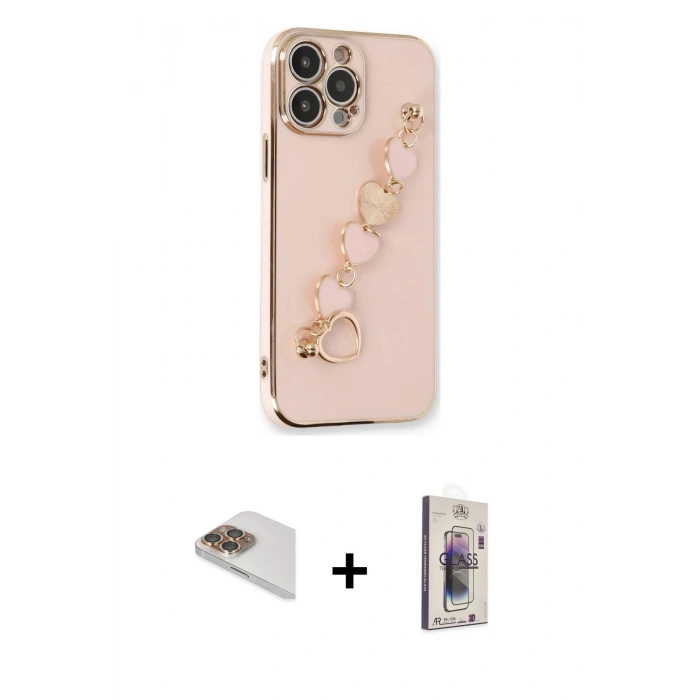 MARSİLYAN™- iPhone 13 Pro Max Kılıf Nova Işık Prime - Siyah Bilvis 3D Cam Ekran Koruyucu + Pers Alüminyum Kamera Lens - GD