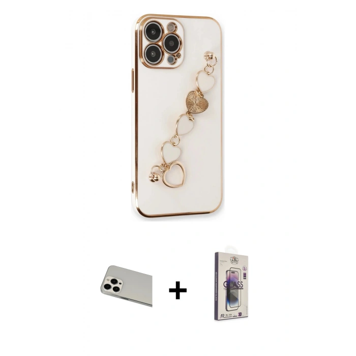 MARSİLYAN™- iPhone 13 Pro Max Kılıf Nova Işık Prime - Siyah Bilvis 3D Cam Ekran Koruyucu + Rainbow Kamera Lens Koruma Cam - BZ