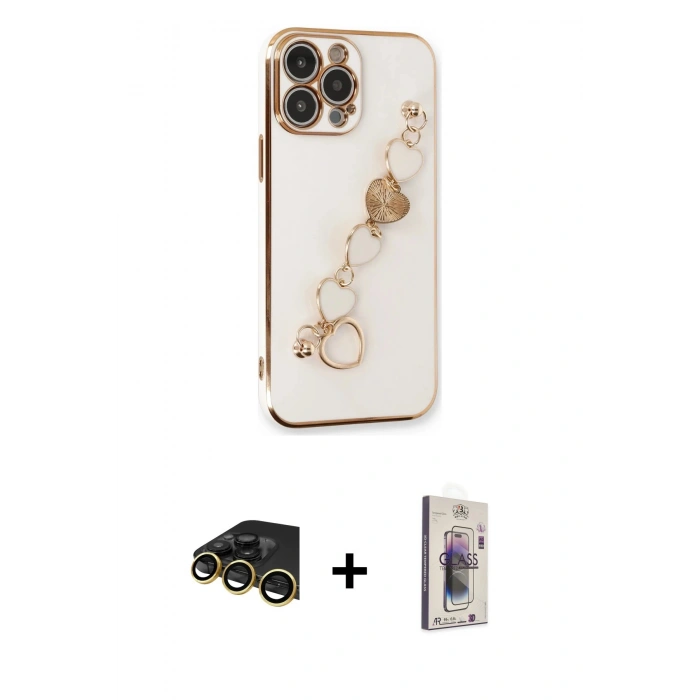 MARSİLYAN™- iPhone 13 Pro Max Kılıf Nova Işık Prime - Siyah Bilvis 3D Cam Ekran Koruyucu + Raze Metal Kamera Lens - GD